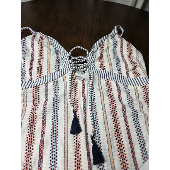 Jessica Simpson Aztec Boho Front Lace-Up One-Piece Swimsuit Size XL - Picture 9 of 16